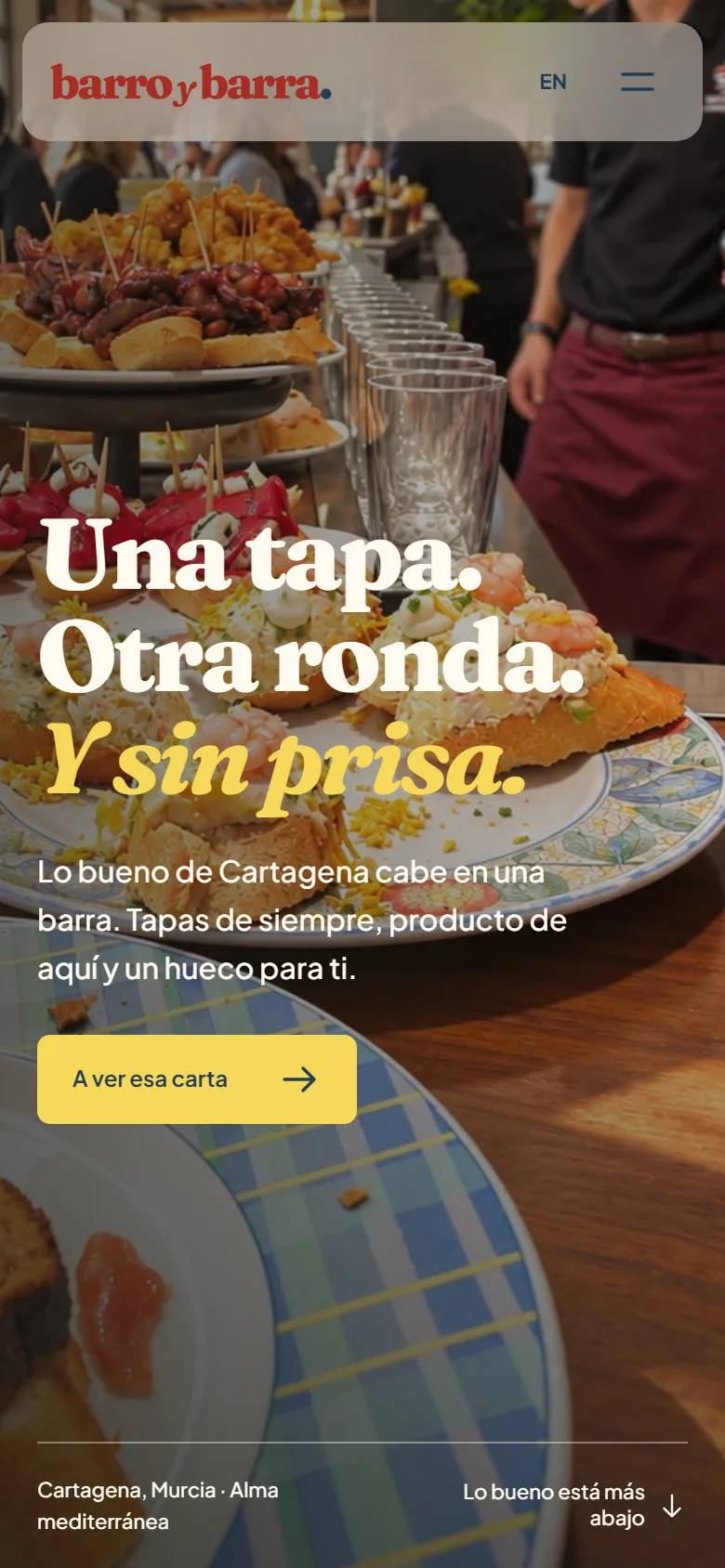 La misma web de Barro y Barra en el móvil