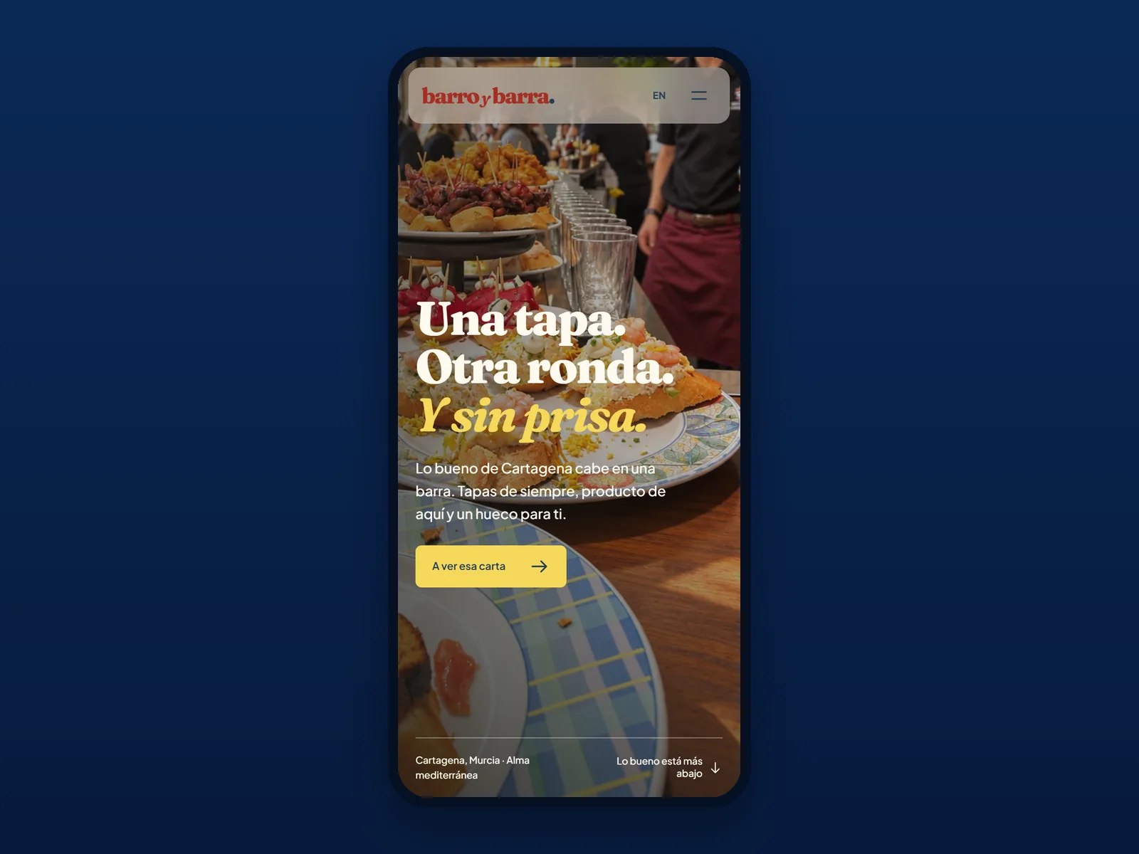 Portada de la web de Barro y Barra en el móvil